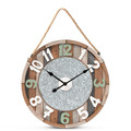 Baxton Studio Garrison Silver Metal and Multicolored Wood Wall Clock 172-11339